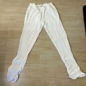 Oh My Gauze Pants Size 1 (Medium 6-8) White Pull On Crinkle Ruched Gathered Hem